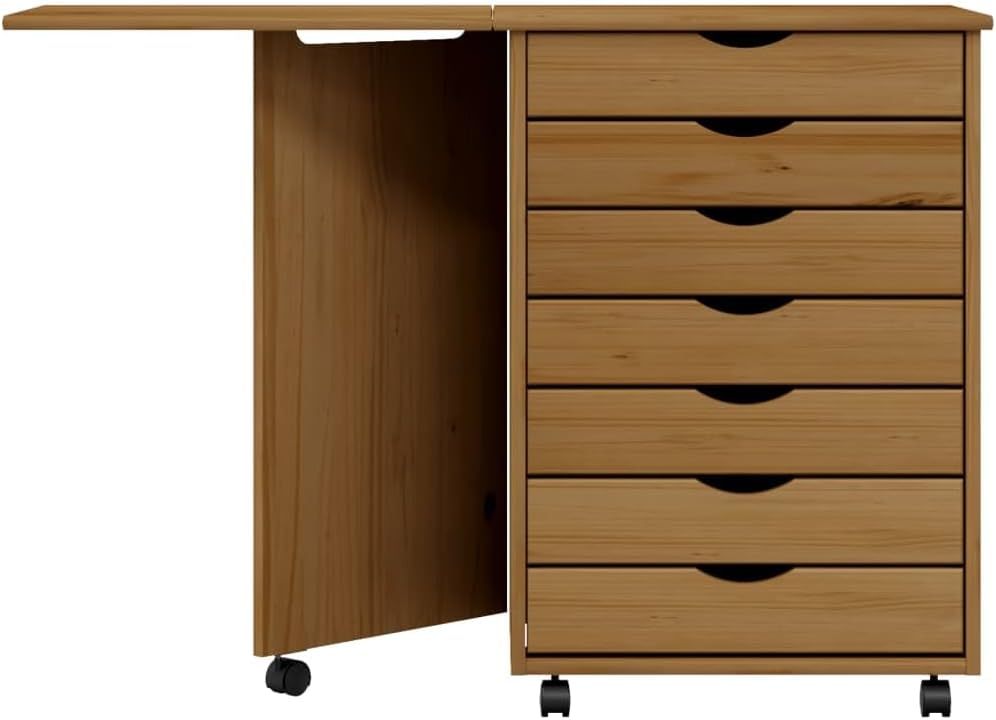 Mobiler Aktenschrank Lagerschrank mit Schreibtisch Beistellschrank mit Rollen für Wohnzimmer Schlafz