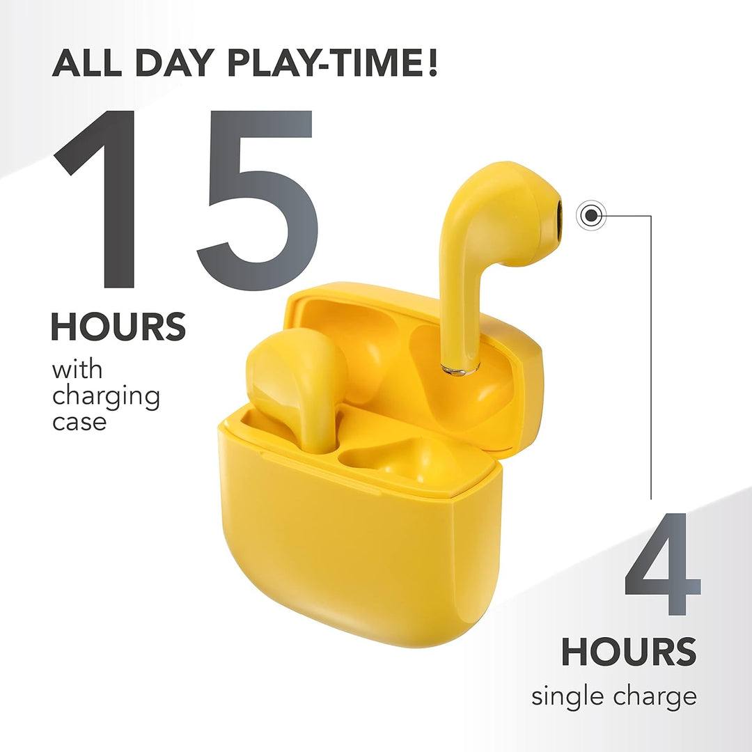 Music Sound | Swag - Kabelloses Kapsel-Headset - Wiedergabezeit bis 20 Stunden - Bluetooth - Gelb, G