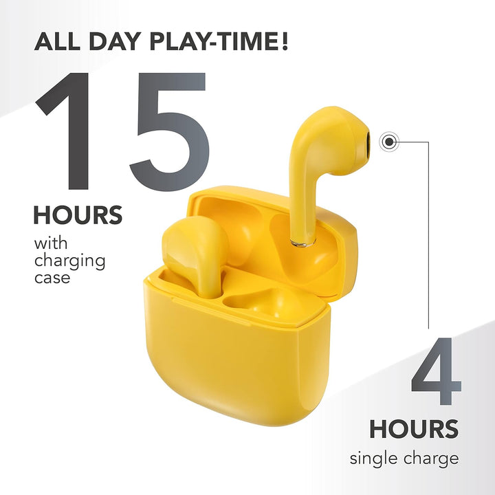 Music Sound | Swag - Kabelloses Kapsel-Headset - Wiedergabezeit bis 20 Stunden - Bluetooth - Gelb, G