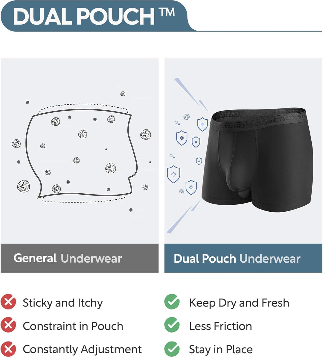 DAVID ARCHY Boxershorts Herren Modal mit Eingriff Separat Beutel Microfaser Multipack Unterhosen Fun