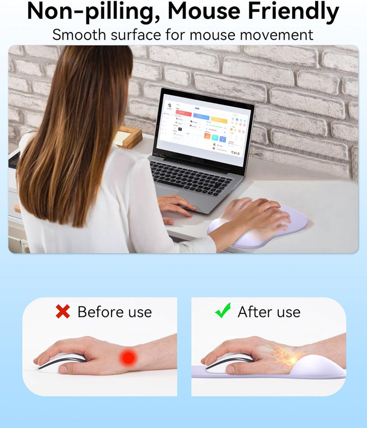 Mauspad mit Gelkissen,Ergonomisches Mousepad mit handauflage mit weichem Gelpolster,rutschfester Bas