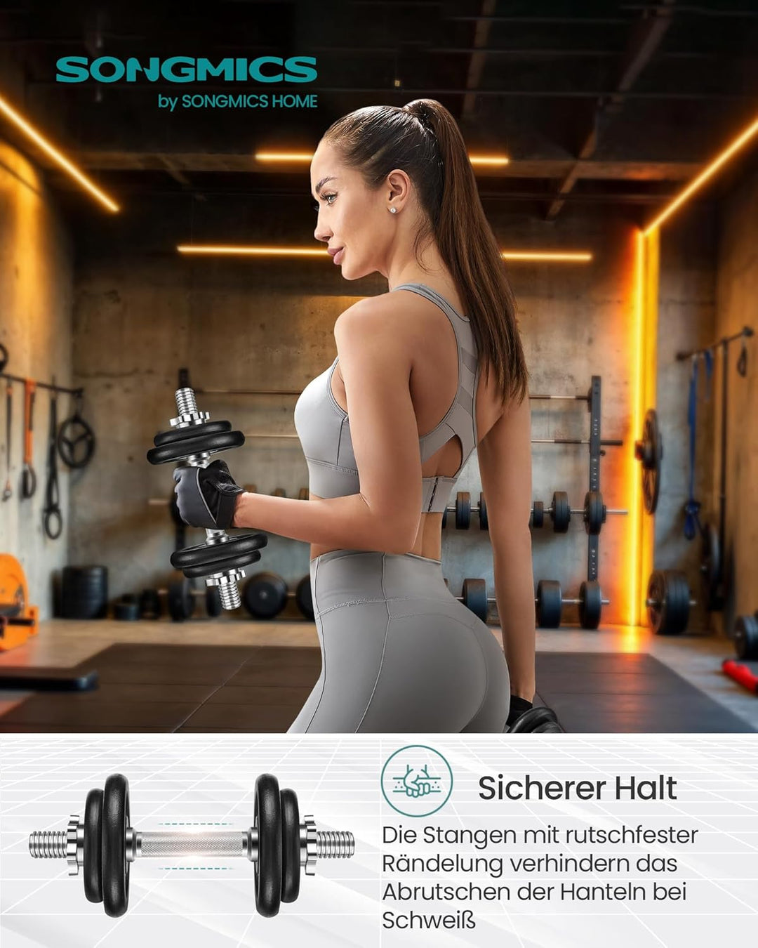 SONGMICS Hanteln, Hantelset aus Gusseisen, verstellbar, für Männer und Frauen, Workout, Fitnesstrain