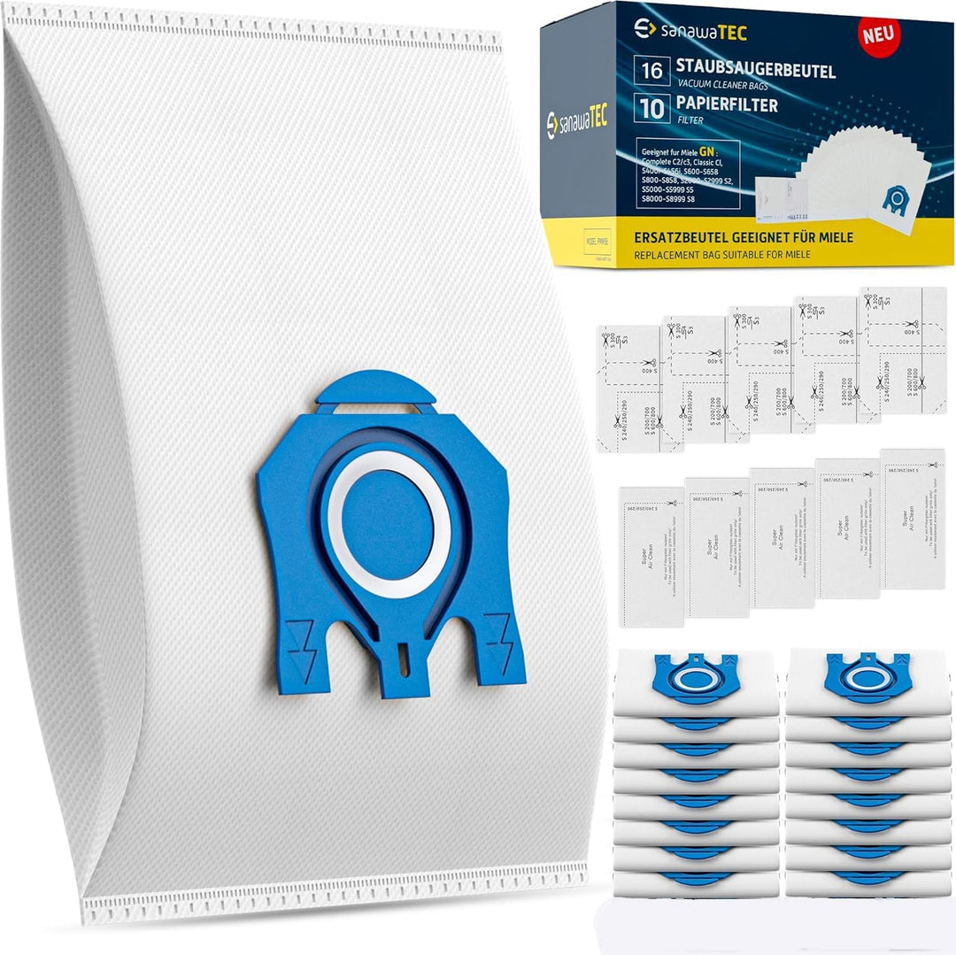 16x Staubsaugerbeutel für Miele Staubsauger kompatibel mit Miele GN Serie S8340 S2 S4 S5 S6 S8, Comp