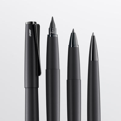 Lamy studio Lx Tintenroller 366 Rollpen aus rostfreiem Edelstahl in schwarzem Softlack-Finish M 63 s
