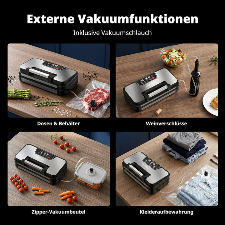 AIRMSEN 0,95 bar Vakuumiergerät mit Aufblasfunktion - Design mit Griffverriegelung und Integrierter