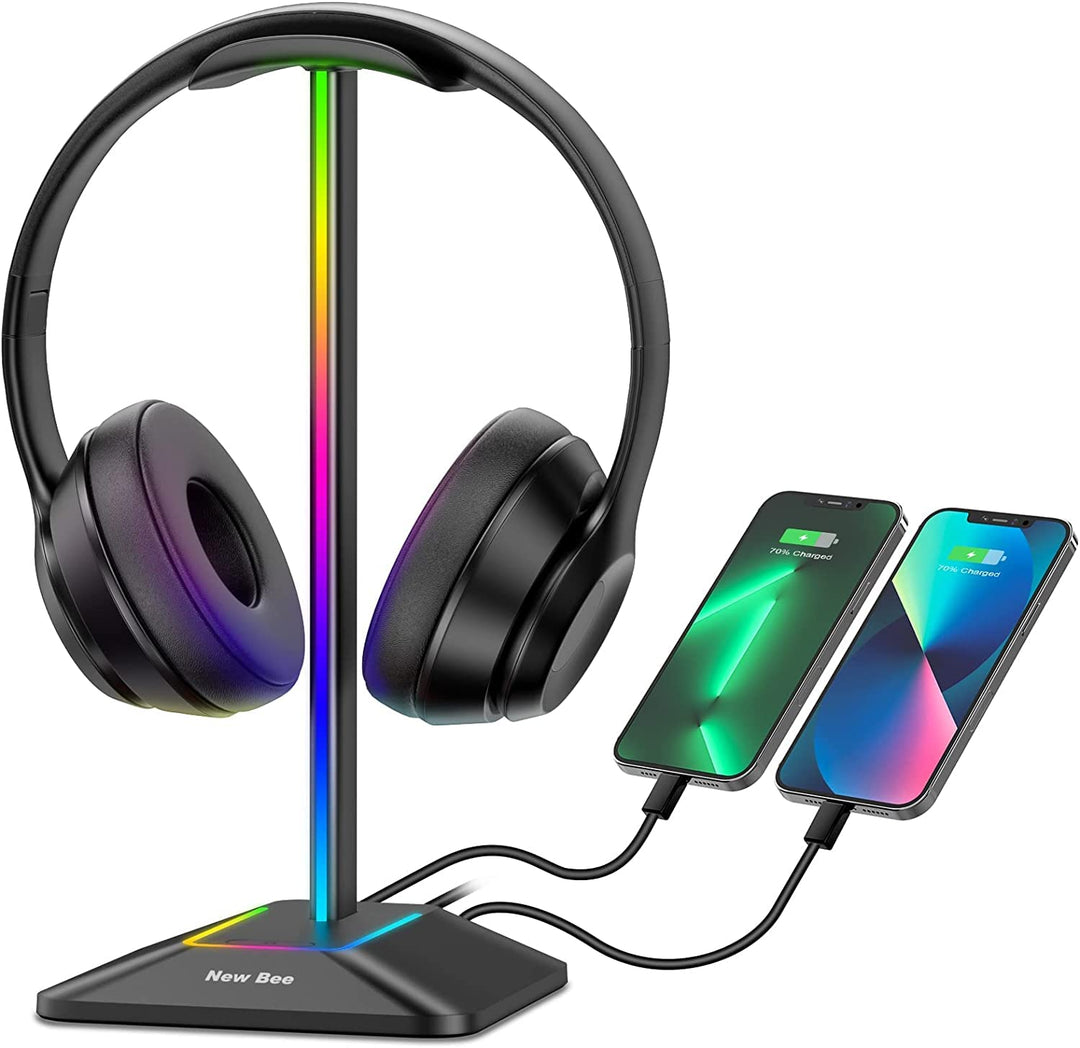 New bee Kopfhörer Ständer RGB Headset Halterung mit USB Typ-C Ladegeräten und Datenübertragung Unive