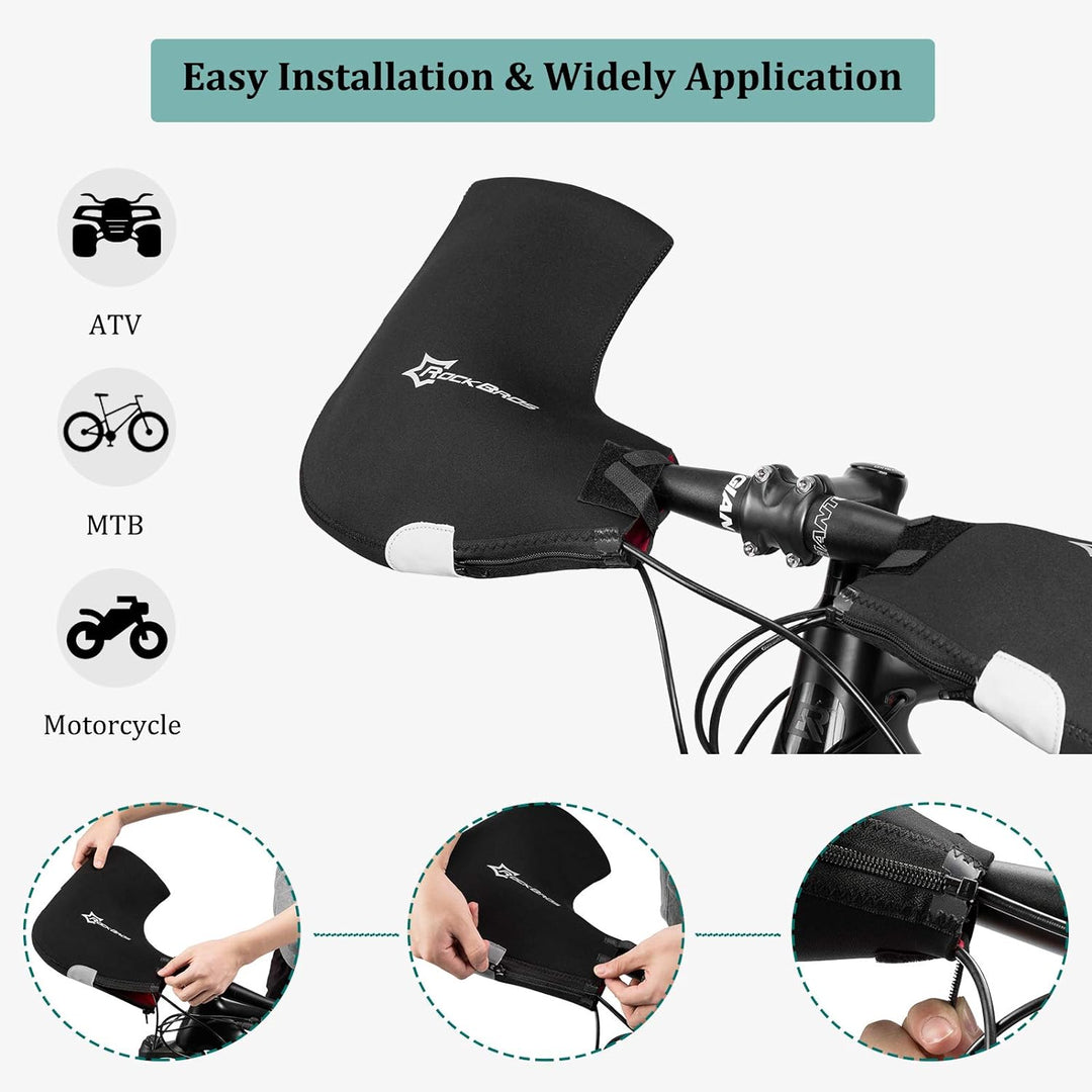 ROCKBROS Lenkerstulpen Lenker Handschuhe für Fahrrad Motorrad Roller Scooter Gefüttert Winddicht Was