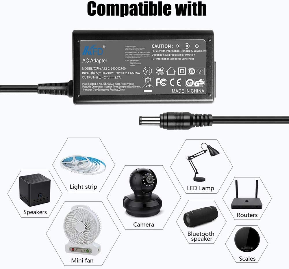 KFD Netzteil 24V 2,7A Ladegerät für Kettler Ergometer AX1 CTR3 42860015 Crosstrainer, Logitech G29 G