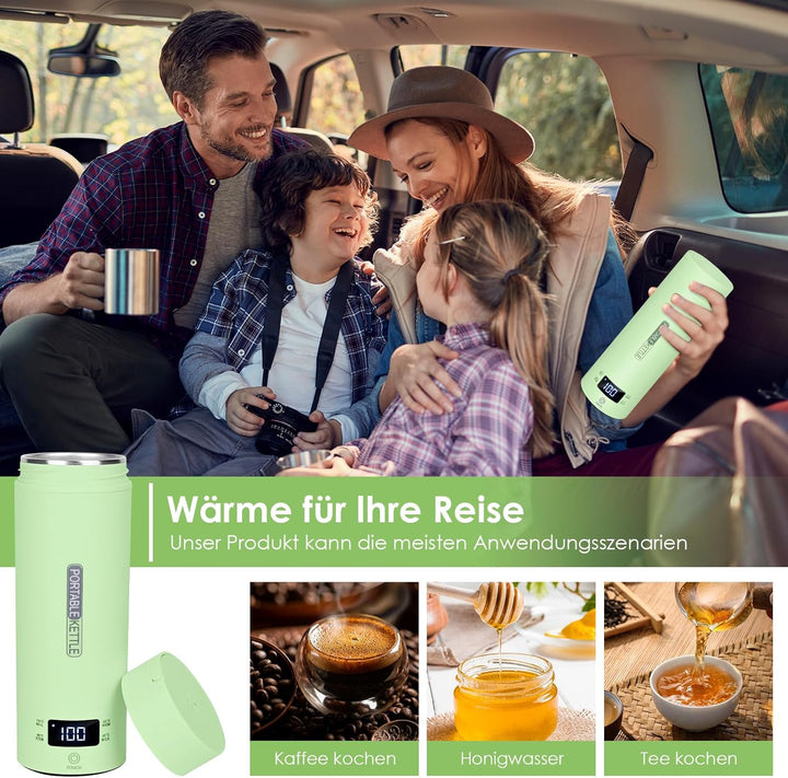 Dreamhigh® Reisewasserkocher, 450ml Mini Wasserkocher, 96W Wasserkocher Klein aus Edelstahl, Auto Wa