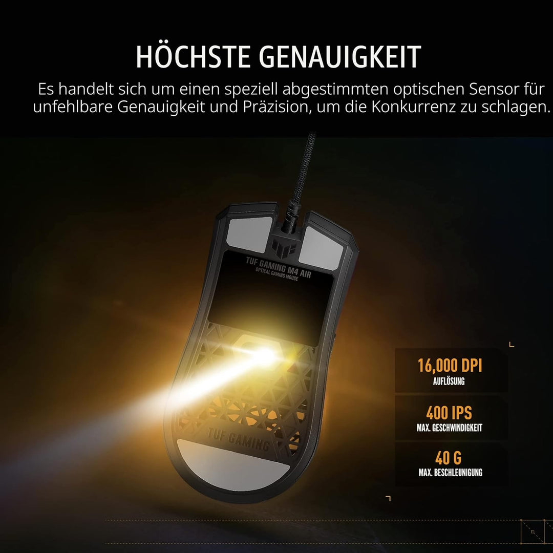 ASUS TUF Gaming M3 Maus (kabelgebunden, RGB, 7000-dpi-Sensor, programmierbare Tasten, Aura Sync) sch