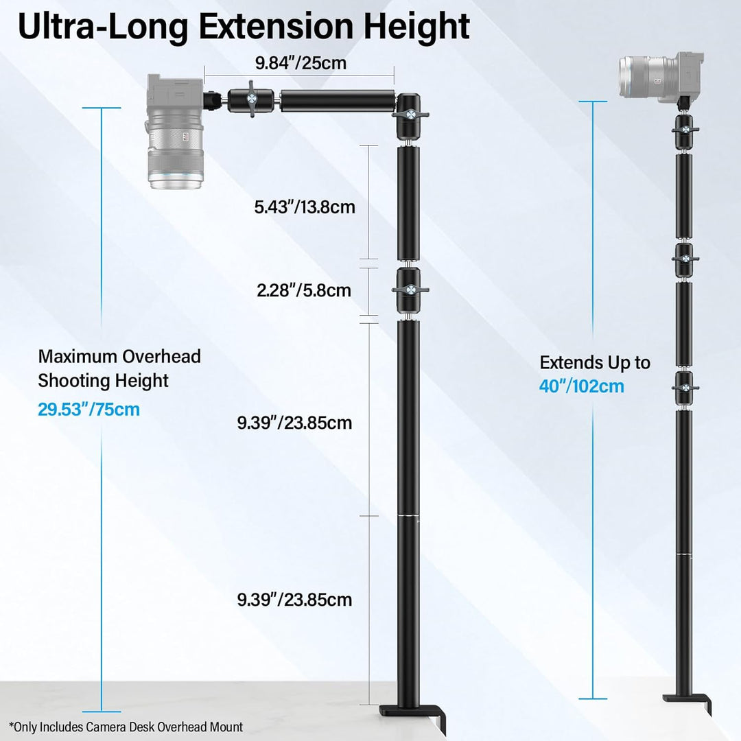 SIRUI Overhead Desktop Mount AM-DK01 Schwerlast-Schwenkarm mit C-Klemme, 102cm Überkopf-Halterung fü