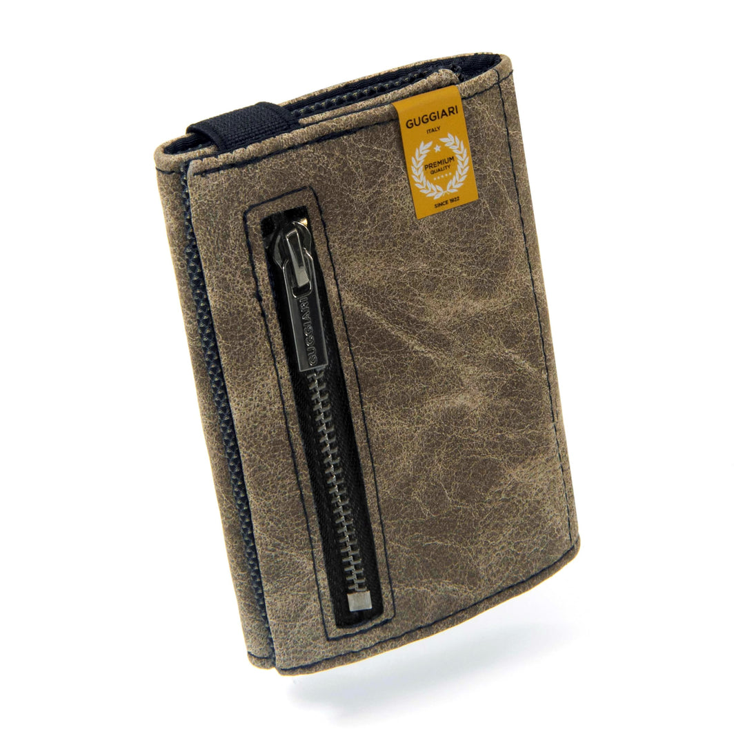 GUGGIARI® Slim Wallet mit Münzfach aus Microfaser Jacquard mit RFID Schutz - Schlankes Portemonnaie