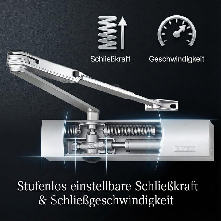 Geze Türschliesser TS4000V mit Feststellgestänge und Montageplatte Silber Ts 4000v Silber mit Festst