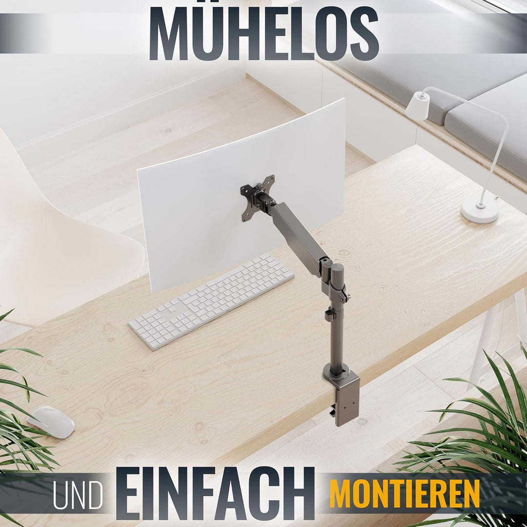 RICOO Monitor Halterung Tisch Gasdruckfeder für 17 - 32 Zoll, VESA Tischhalterung, Monitorarm TS9511