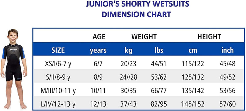 Cressi Unisex-Youth Med X Jr Wetsuit 2.5 mm Shorty Neoprenanzug Ideal zum Schnorcheln und Tauchen in