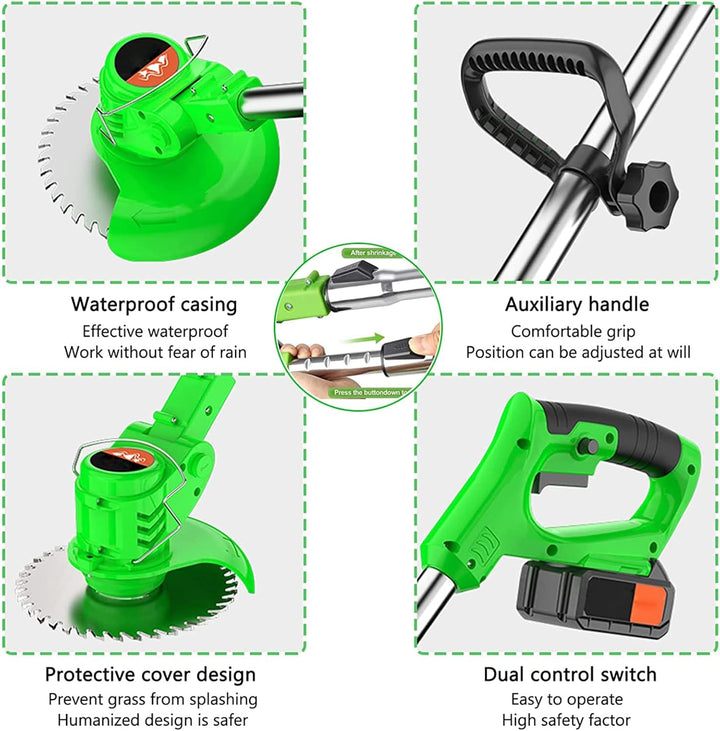 Akku-Rasentrimmer, batteriebetriebener Rasentrimmer mit 24 V, elektrischer Rasentrimmer ohne Kabel,m