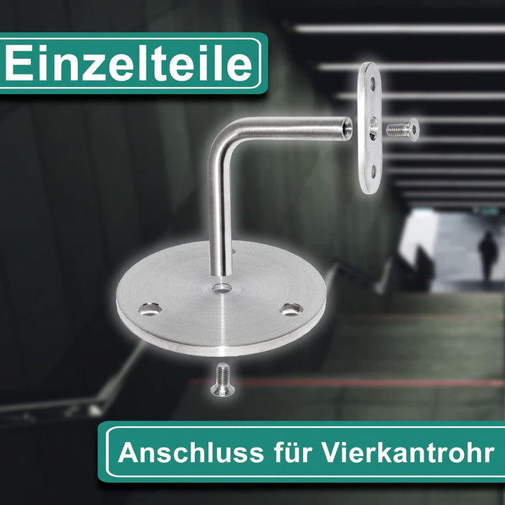 PRIOstahl Handlaufhalter Handlauf Wandhalter Handlaufstütze - 4 x Handlaufträger Flach an die Wand z