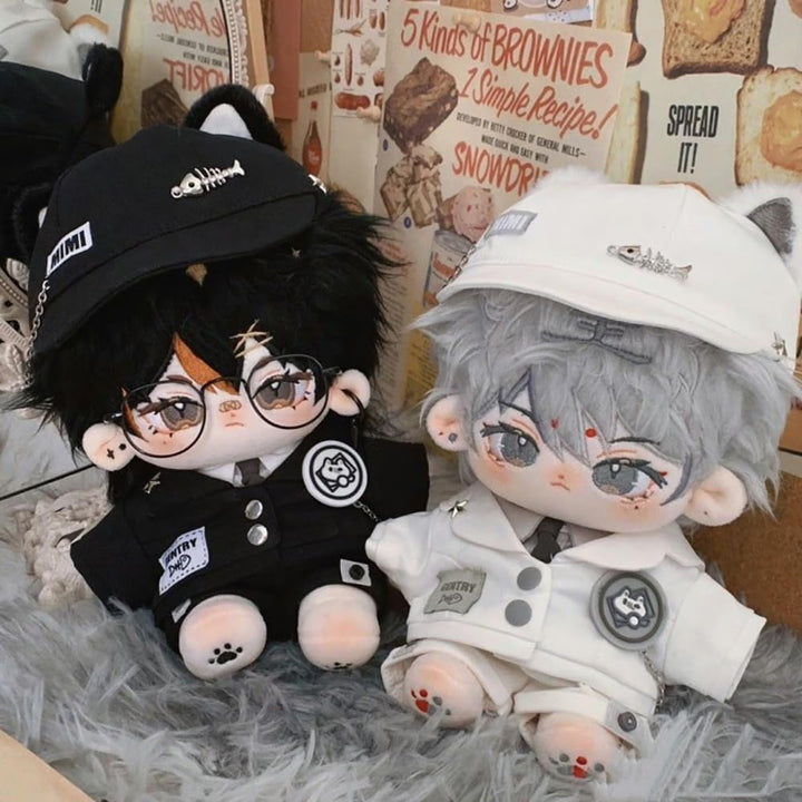 niannyyhouse 20cm Plüsch Puppe Kleidung Hut Mantel Hemd Hosen Rucksack Brille Schwarz Katze Set 8 "P