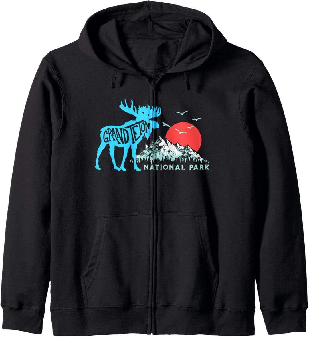 Grand Teton National Park Moose & Mountains Typography Kapuzenjacke