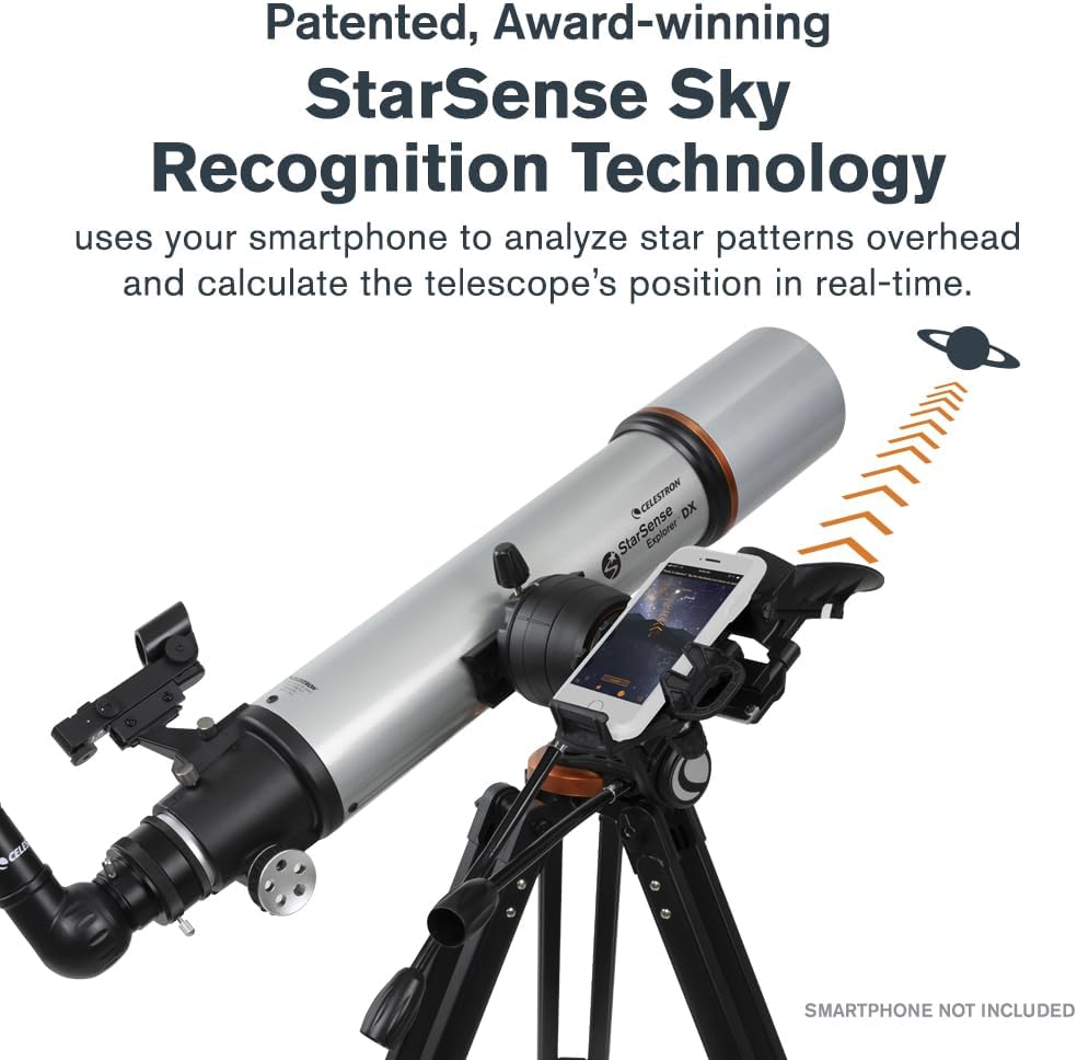 Celestron 22460 StarSense Explorer DX 102AZ Smartphone App-fähiges Refraktor-Teleskop, kompatibel mi