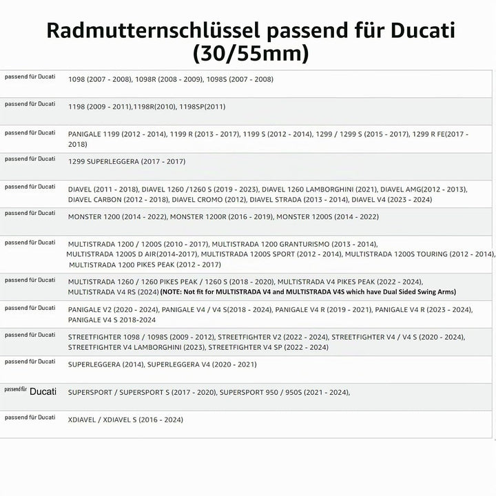 Einsatz Nuss für Ducati Motorrad Achsmutter vorn + hinten, Achse Werkzeug, Passend für Ducati, ATVs,