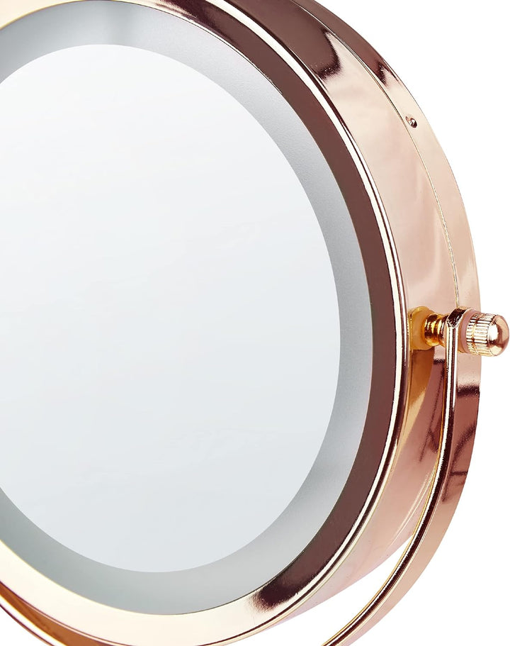 Kosmetikspiegel mit LED-Beleuchtung roségold/schwarz ø 26 cm doppelseitig Savoie