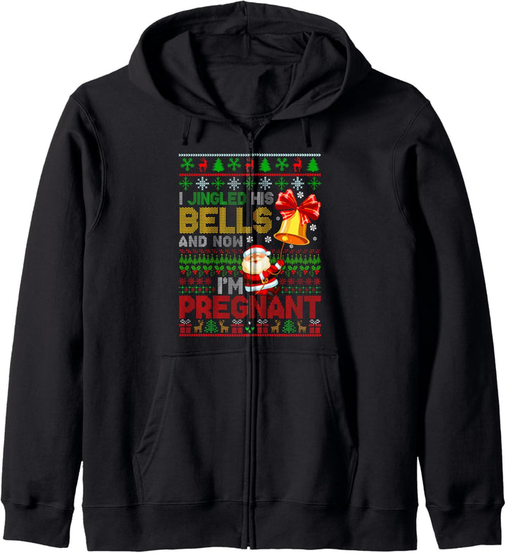 I Jingled His Bells Now Pregnant Funny Santa Xmas Pregnancy Kapuzenjacke