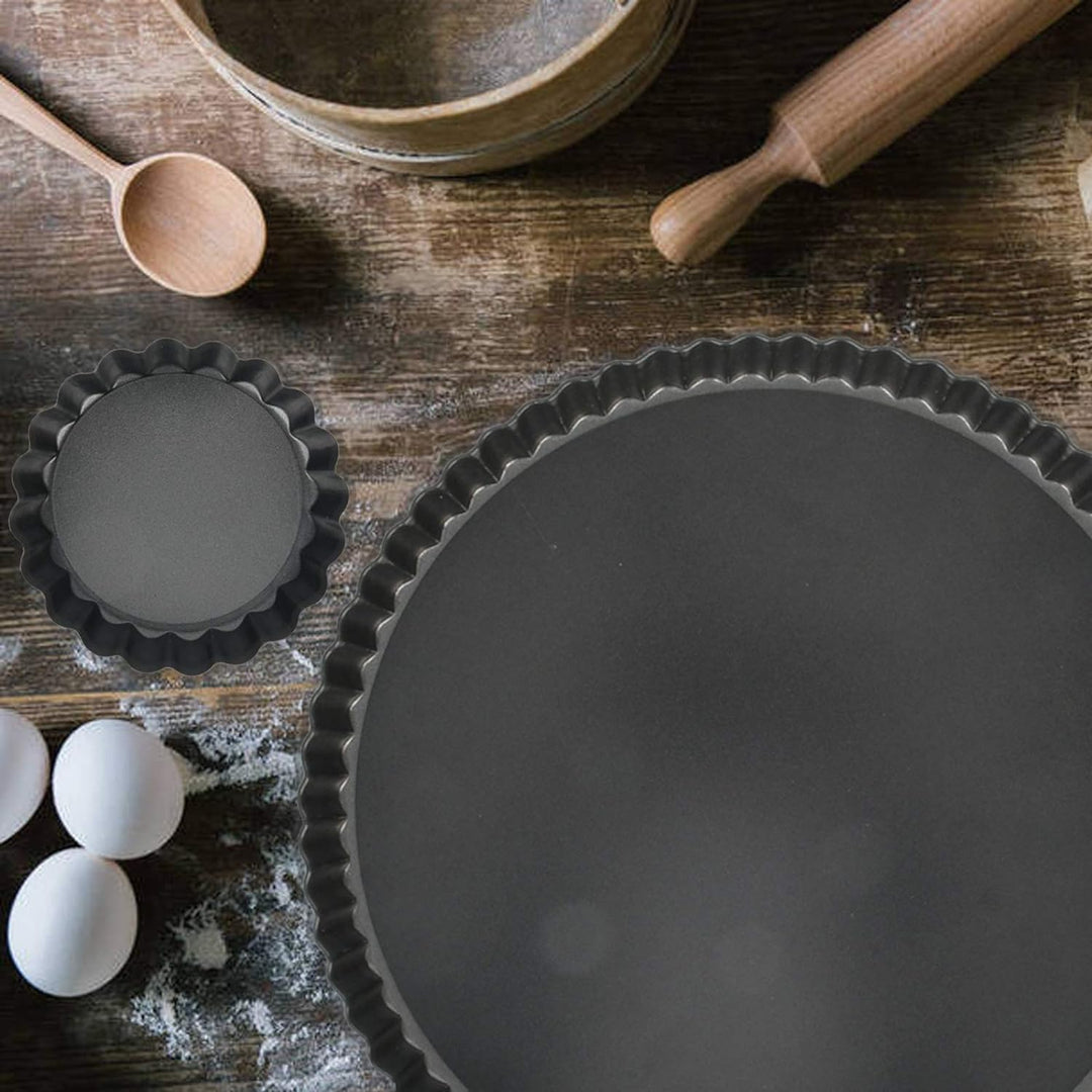 Highkit 10 Stück Tarteform mit Hebeboden, Antihaftbeschichtung Quicheform Klein 10 cm / 4 Zoll Rund