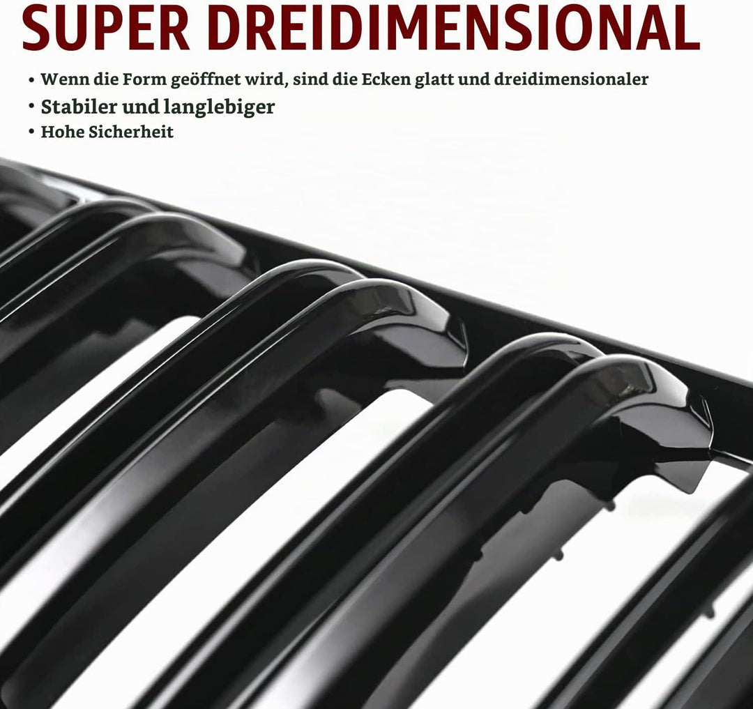 TOPTHAN E90 Kühlergrill Passend für BMW E90 E91 2005 2006 2007 2008 Glanz Kühler Front Doppel Rippen