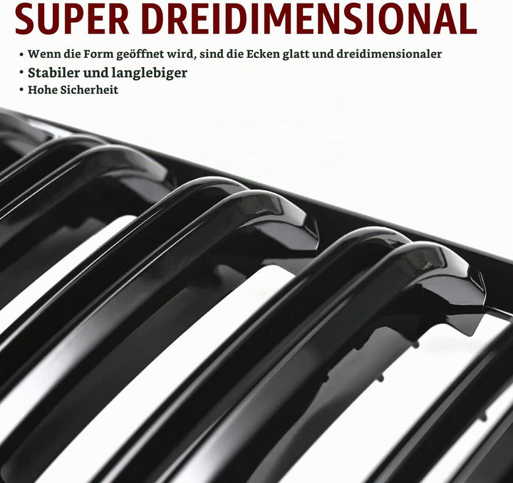 TOPTHAN E90 Kühlergrill Passend für BMW E90 E91 2005 2006 2007 2008 Glanz Kühler Front Doppel Rippen