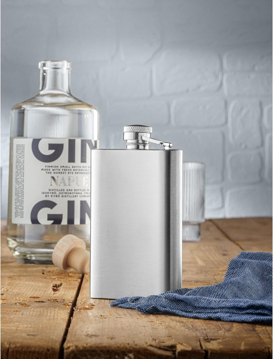 WMF Manhattan Flachmann Edelstahl 120 ml, 12cl, Cromargan Edelstahl mattiert, Flachmann klein, 12 x
