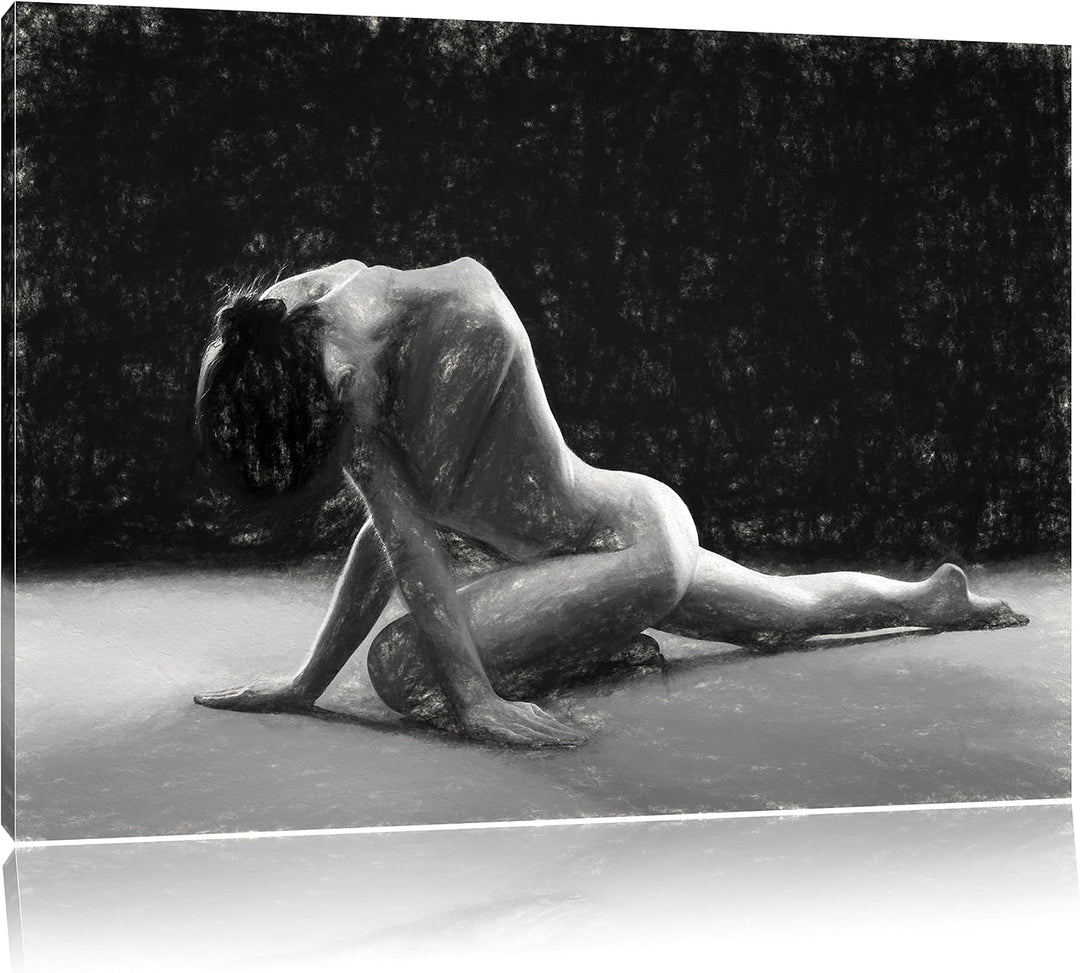 Pixxprint Schöne sexy Frau Macht Yoga Kunst als Leinwandbild/Grösse: 100x70 / Wandbild/Kunstdruck/fe