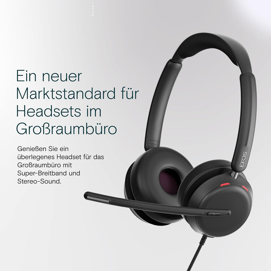 EPOS IMPACT 860 ANC Doppelseitiges USB C und USB A Headset mit Aktiver Geräuschunterdrückung,Super W