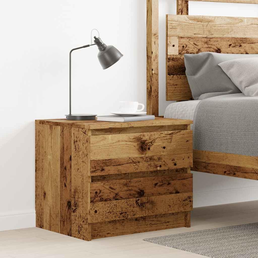 vidaXL Nachttisch Altholz-Optik 50x40x43,5 cm Holzwerkstoff, Schrank, Beistellschrank, Nachtkonsole,
