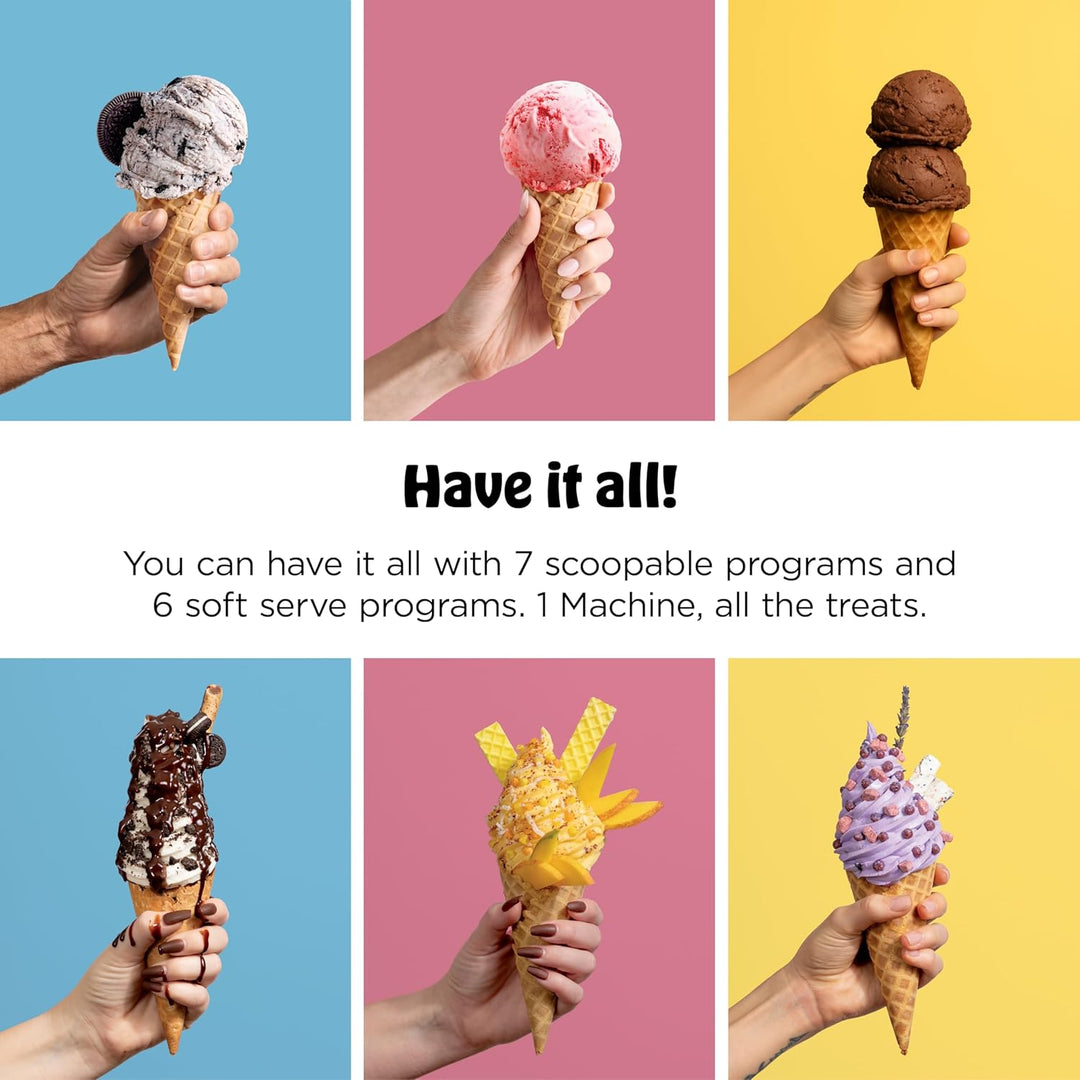 Ninja CREAMi Swirl Eis- und Soft-Serviermaschine, Sorbet, Milchshake, gefrorener Joghurt, kalorienar