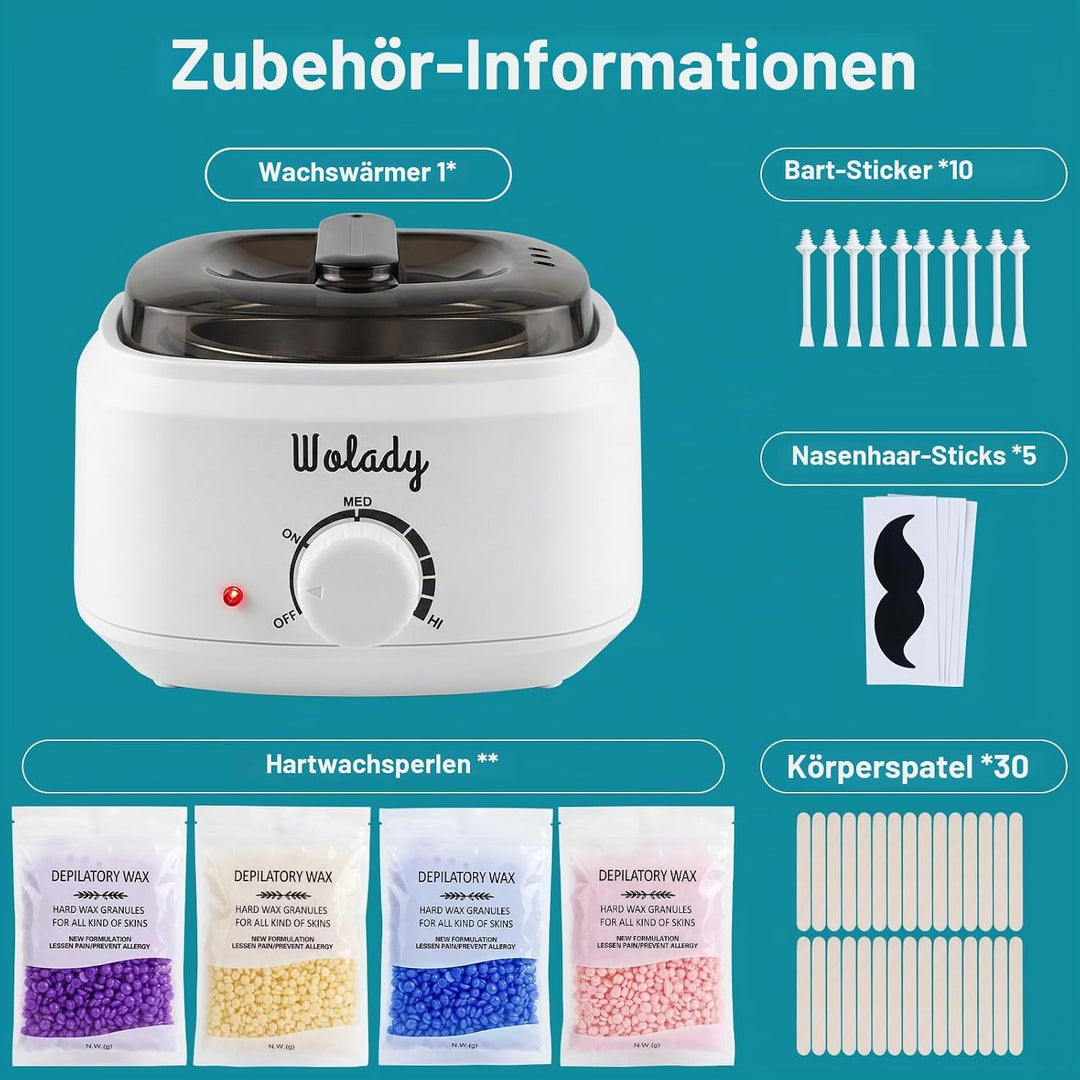 Wachserhitzer zur Haarentfernung mit Warmwachs, professionell, 4 Wachsbeuteln zur Bikini-Bereich, Au