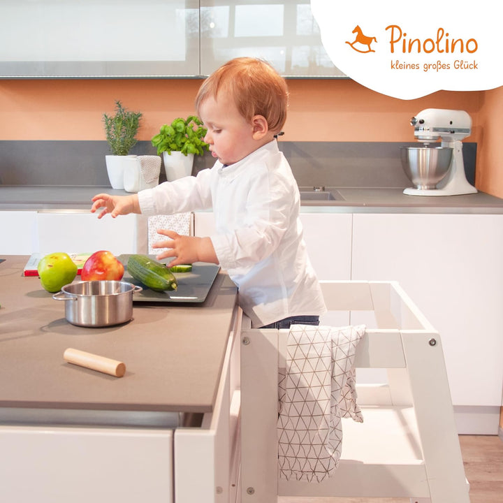PINOLINO Fino Lernturm - Höhenverstellbarer Kinderhocker ab 1 Jahr – Kinder Tritthocker aus massiver