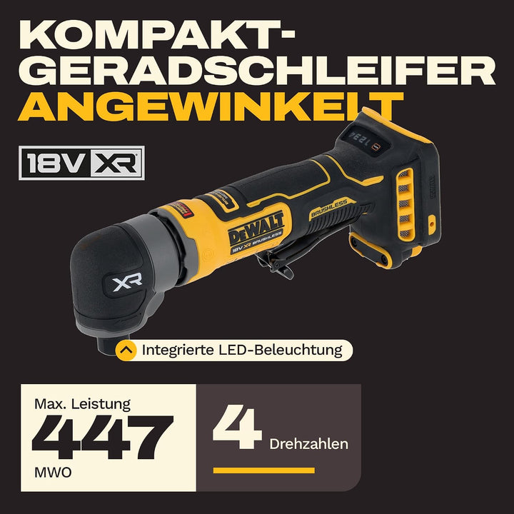 DEWALT 18V XR Bürstenloser kompakter Winkelschleifer, DCG421N-XJ | 4 Geschwindigkeiten, elektronisch