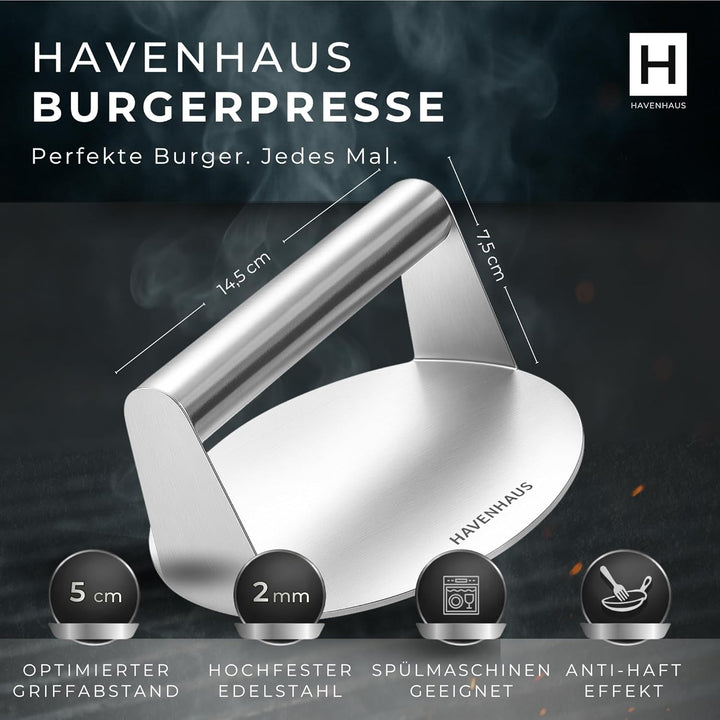 Patty Presse aus Edelstahl – Formring zur Portionierung von Fleisch – wiederverwendbares Küchenzubeh