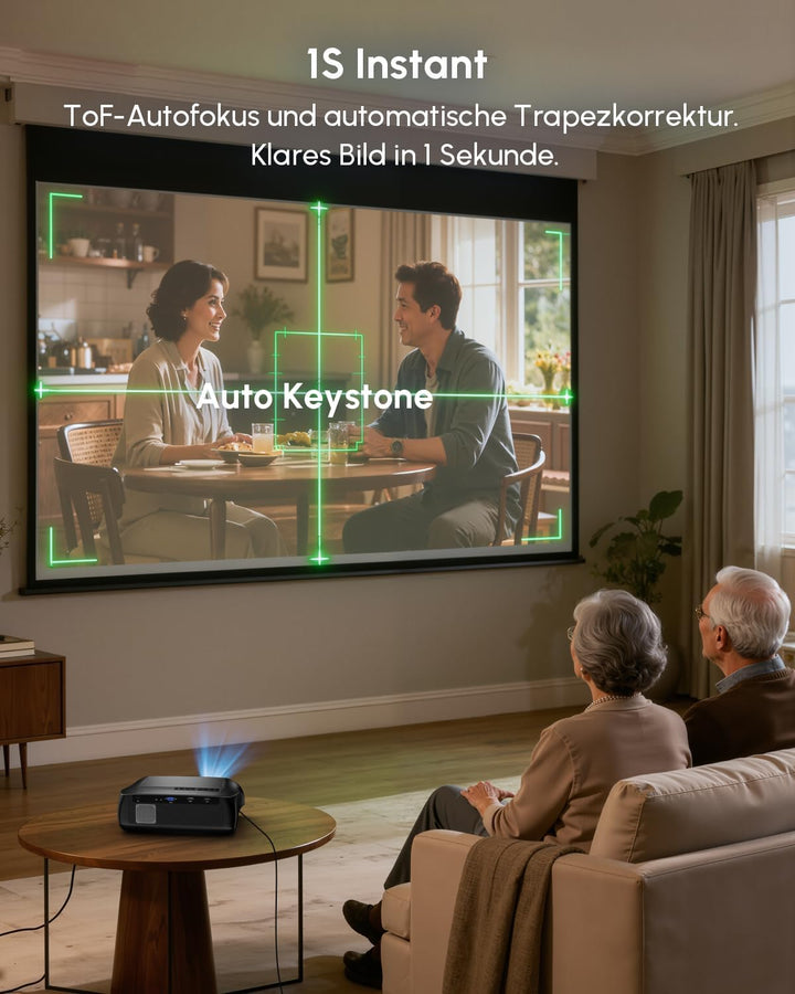 4K Heimkino Beamer mit HDMI ARC Smart OS, 2200ANSI Tageslich Ultra HD Smart Projektor für Schlafzimm
