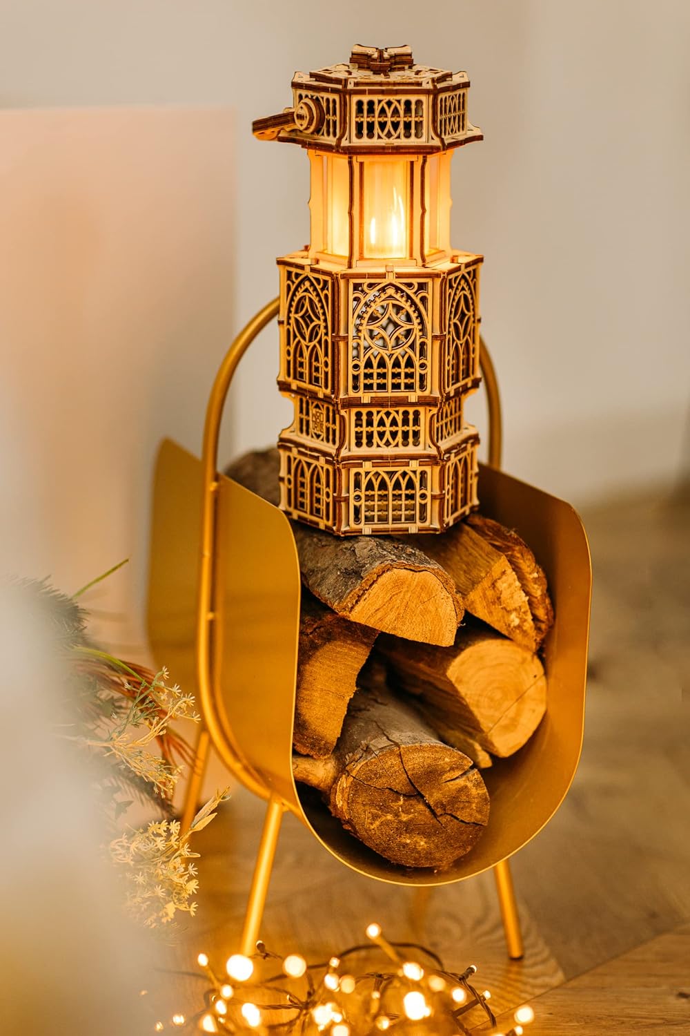 Wood Trick Antike Laterne Leuchtendes LED 3D Holzpuzzle für Erwachsene und Kinder zum Selberbauen -