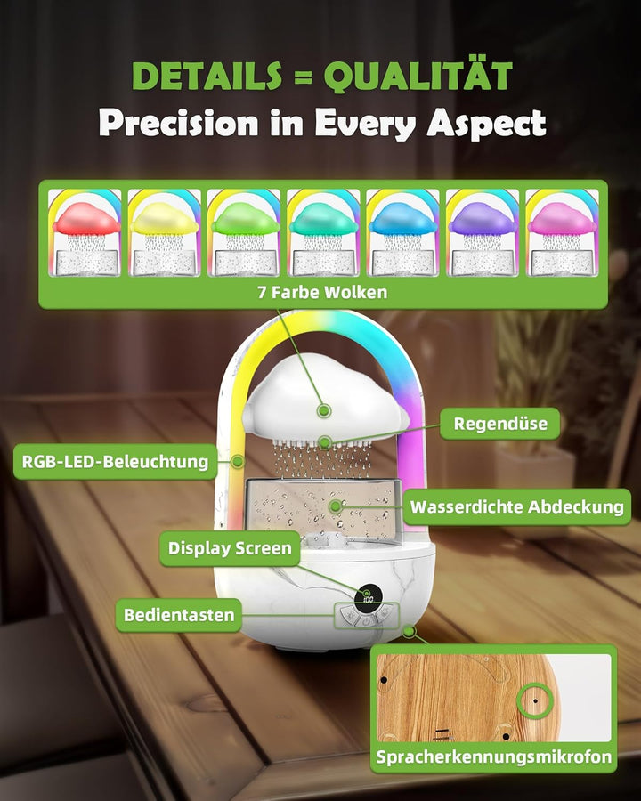 Regenwolken Luftbefeuchter Mit Regenbogenlicht, Weljoy Humidifier Mit Exklusive APP, Luftbefeuchter