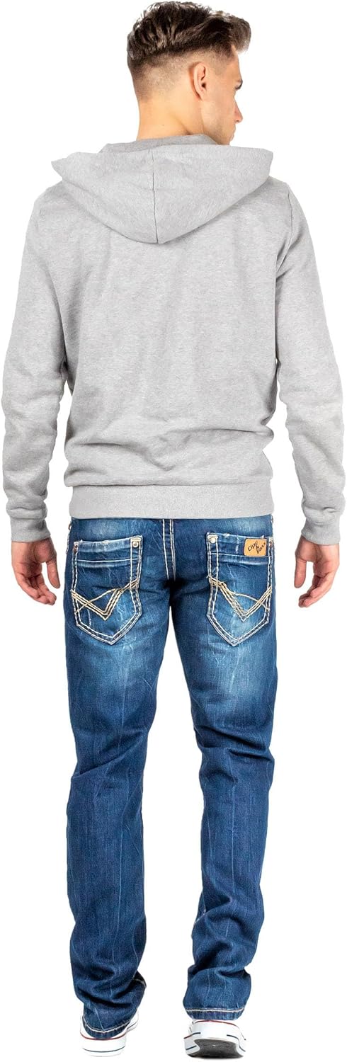 Cipo & Baxx Herren Jeans mit dicken Nähten 28W / 32L Blau - 04, 28W / 32L Blau - 04