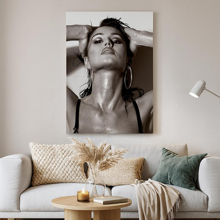 Bilder auf Leinwand 55x100cm Leinwandbild mit Rahmen Frau Eleganz Sommer nass Gross Wanddeko Bild Sc