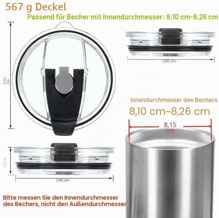 Ersatzdeckel für 56-ml-Becher - Spritzwasserfest, auslaufsicher und strohhalmfreundlich 20 oz Black,
