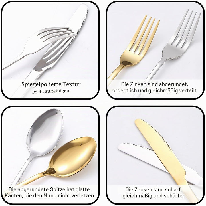 Camping Geschirr Set für 2 Personen, 10 Stück Tragbars Campingbesteck Set aus Edelstahl für Picknick