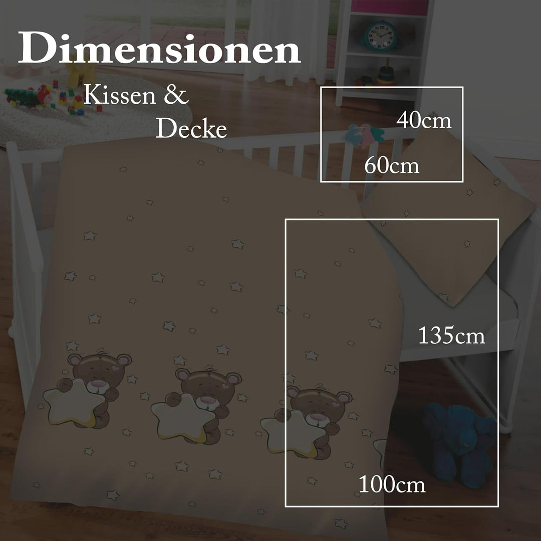 Bestlivings Kinder Bettwäsche 2-TLG (100x135cm / 40x60cm) Bettdecken Set, 100% Baumwolle - Babybettw