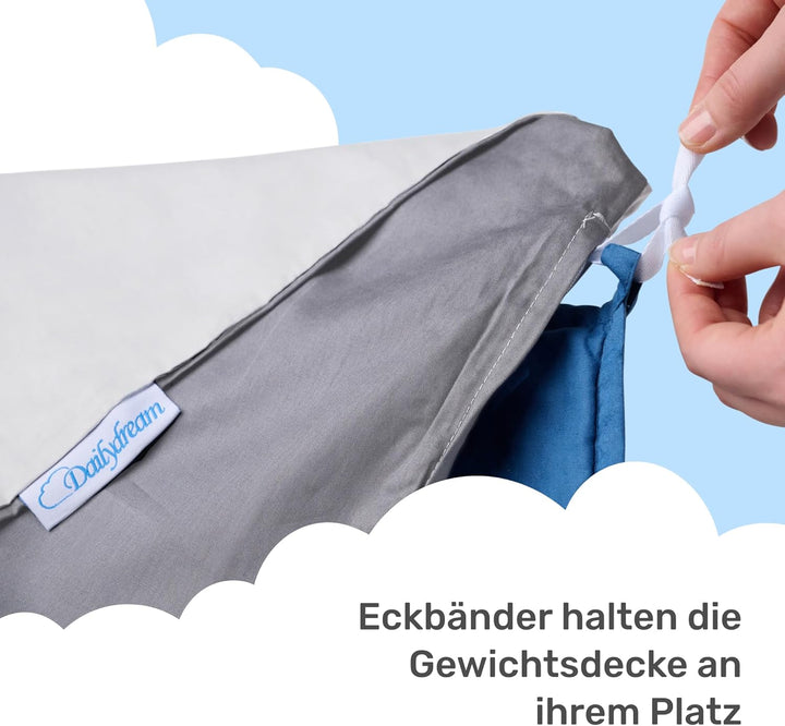 Dailydream Bezug für Erwachsenengewichtsdecke 135 x 200 cm | zweifarbig weiss | 100% Baumwolle | Ers