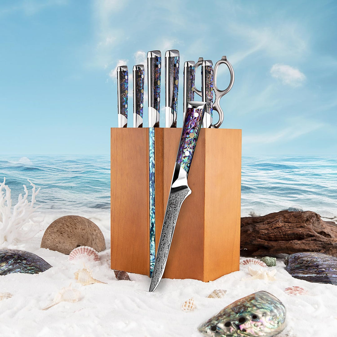 Damast Ausbeinmesser,FANTECK 14cm Filetiermesser Fisch aus VG-10 67 Lagen Damaststahl, Scharf Fischm
