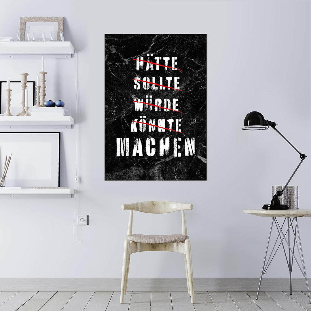 wandmotiv24 Poster als Wanddeko, Grösse 100x70cm, Hätte sollte würde, Marmor, Moderne Wanddeko, Wand